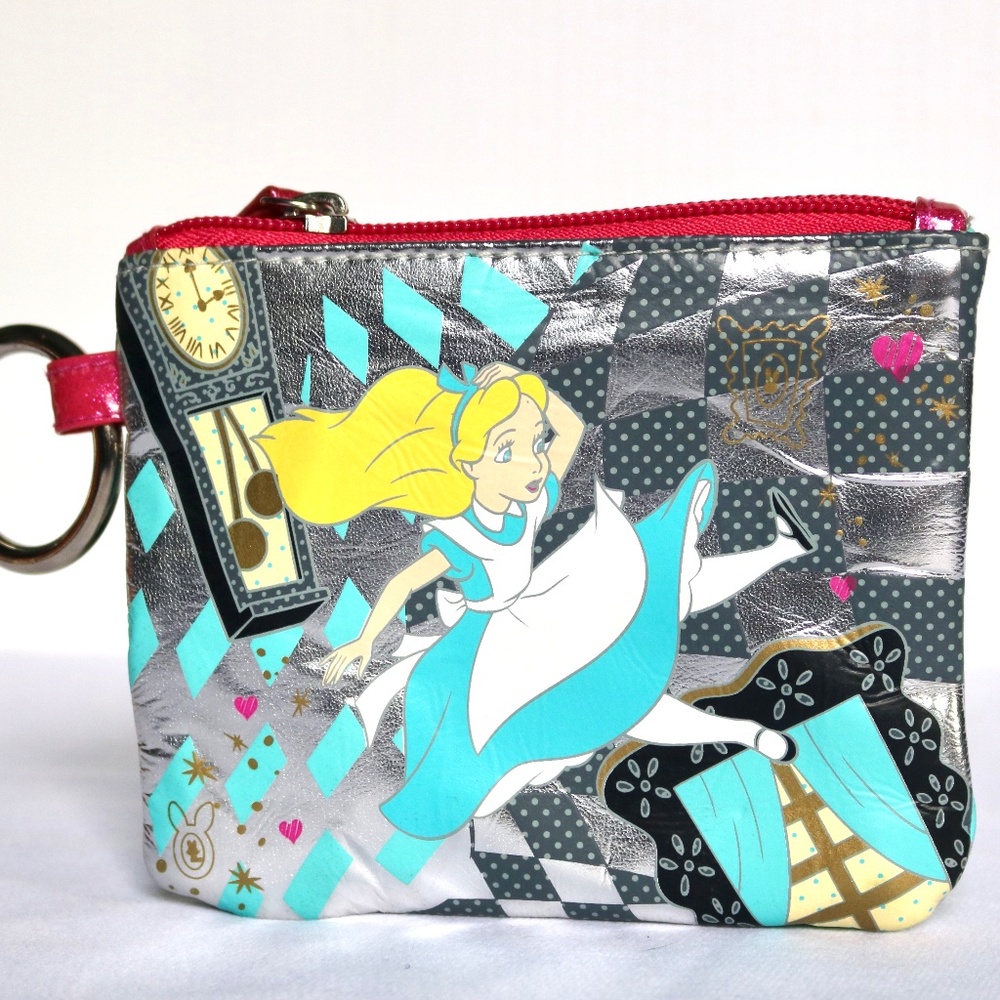 Disney Loungefly Alice In Wonderland Small Zippered Pouch Faux Leather Wallet